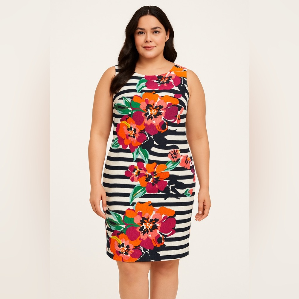 Sheath Dress Size 10P Talbots Petites Floral Striped - Picture 6 of 6